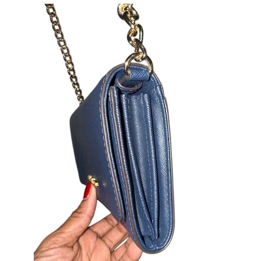 Michael Kors Dark Blue Clutch with Gold Chain - Picture 3 of 8